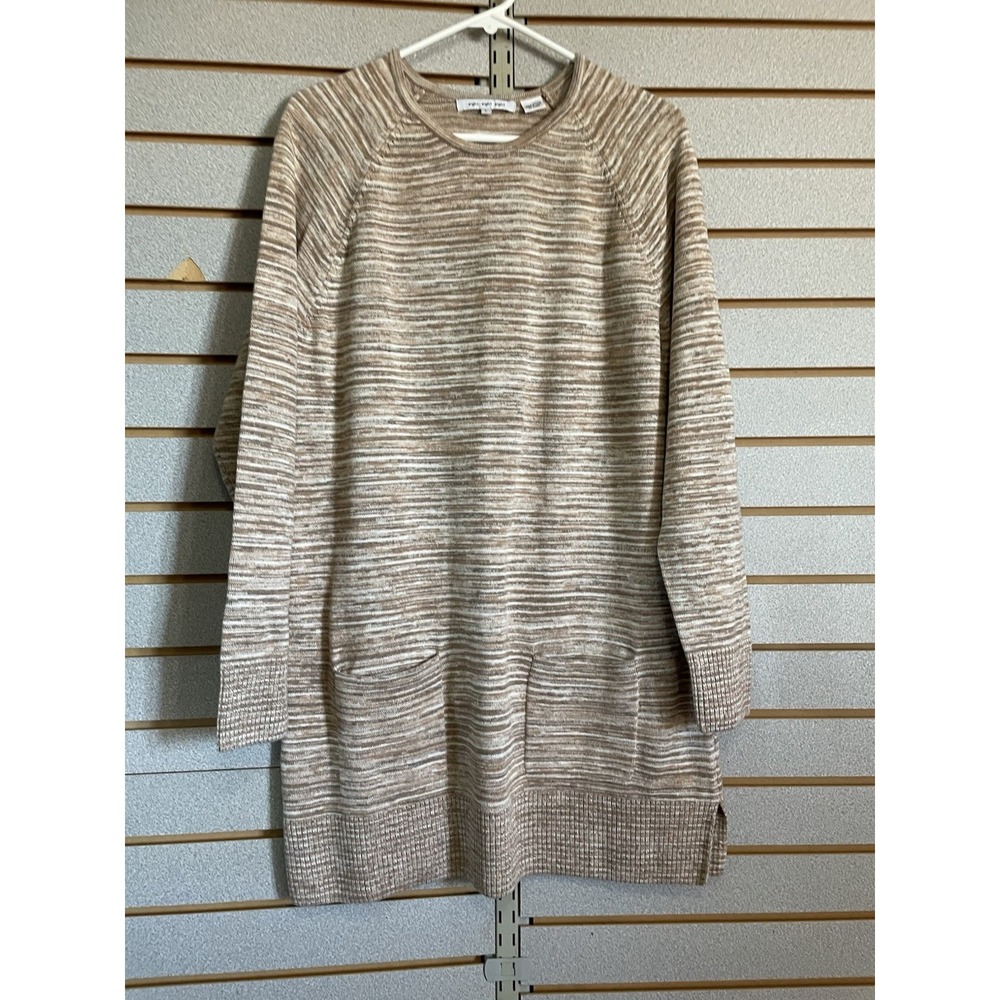 888 NWTS Sweater Dress LARGE 100% Cotton Long Sleeves Pockets‎ Camel Combo